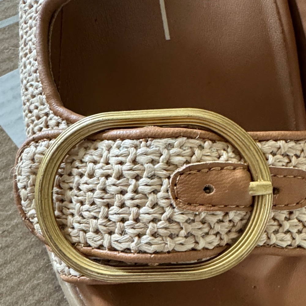 Dolce Vita Natural Tan Woven Buckle Platform Sandals - Picture 9 of 13